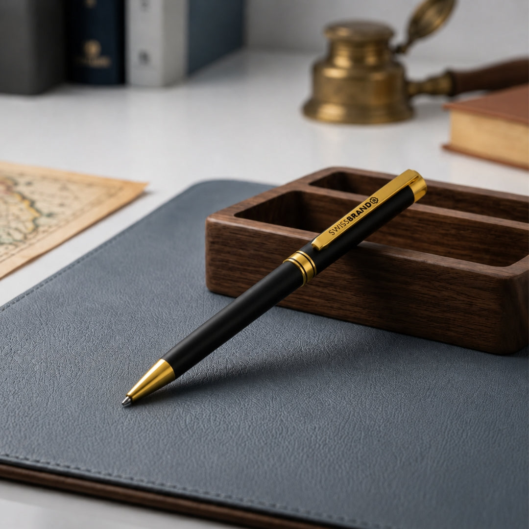 SWISSBRAND Pen- Black Matte with Gold Trim
