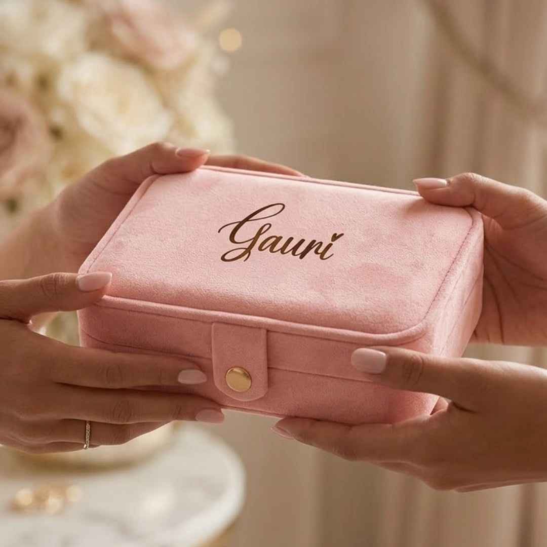 Luxe Jewellery Case – Personalized Velvet Organiser - Baby Pink