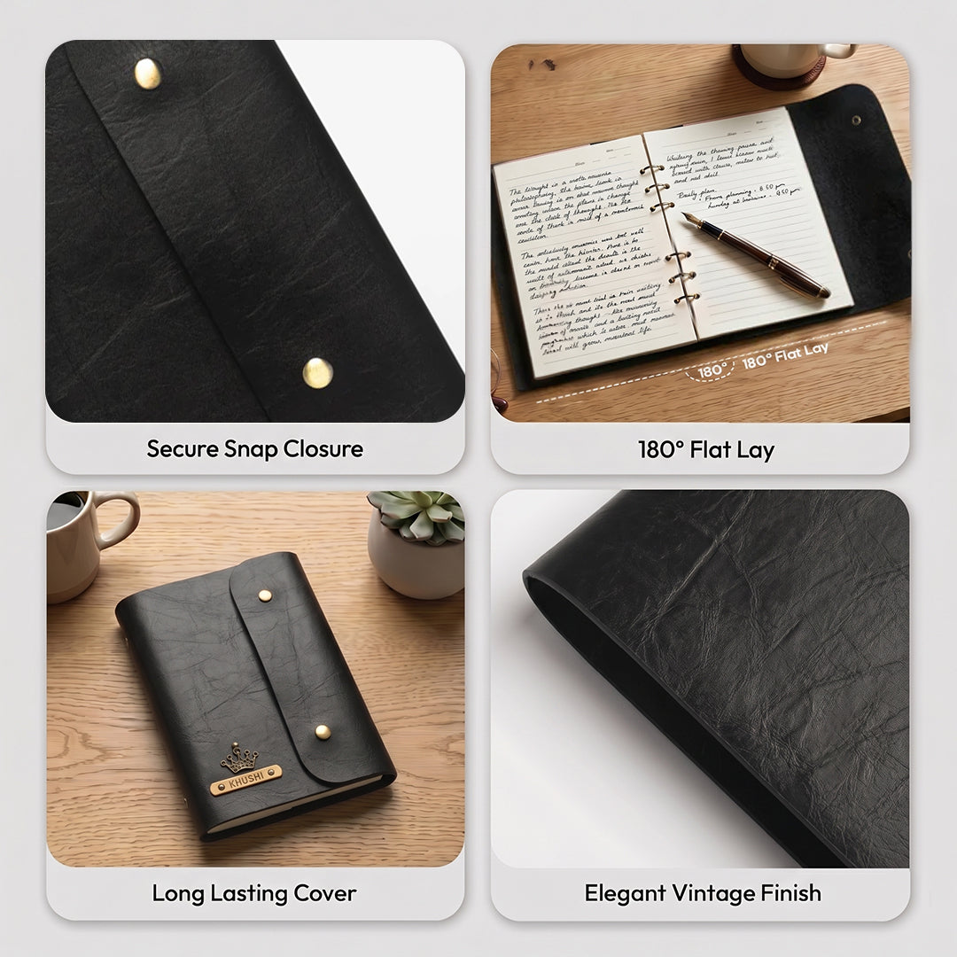 Personalised Button Diary- Black