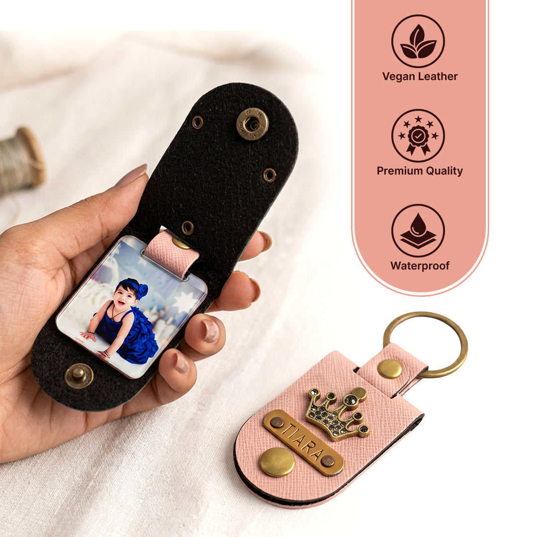 Personalised Photo Keychain - Salmon Pink