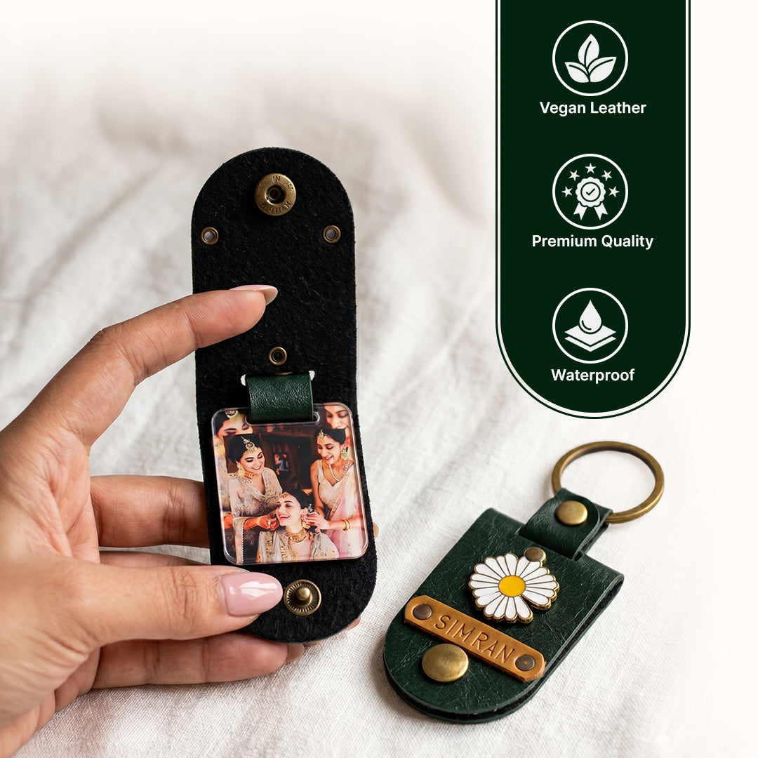 Personalised Photo Keychain - Forest Green