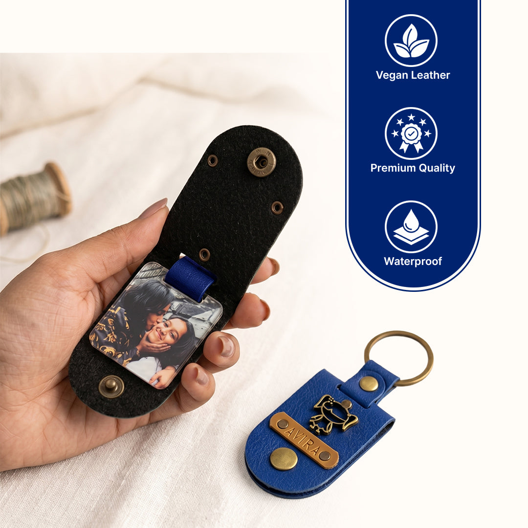 Personalised Photo Keychain - Dark Blue