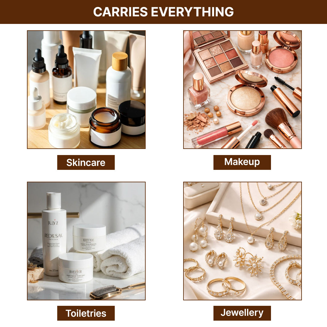 Personalised Zippered Vanity Case - Tan