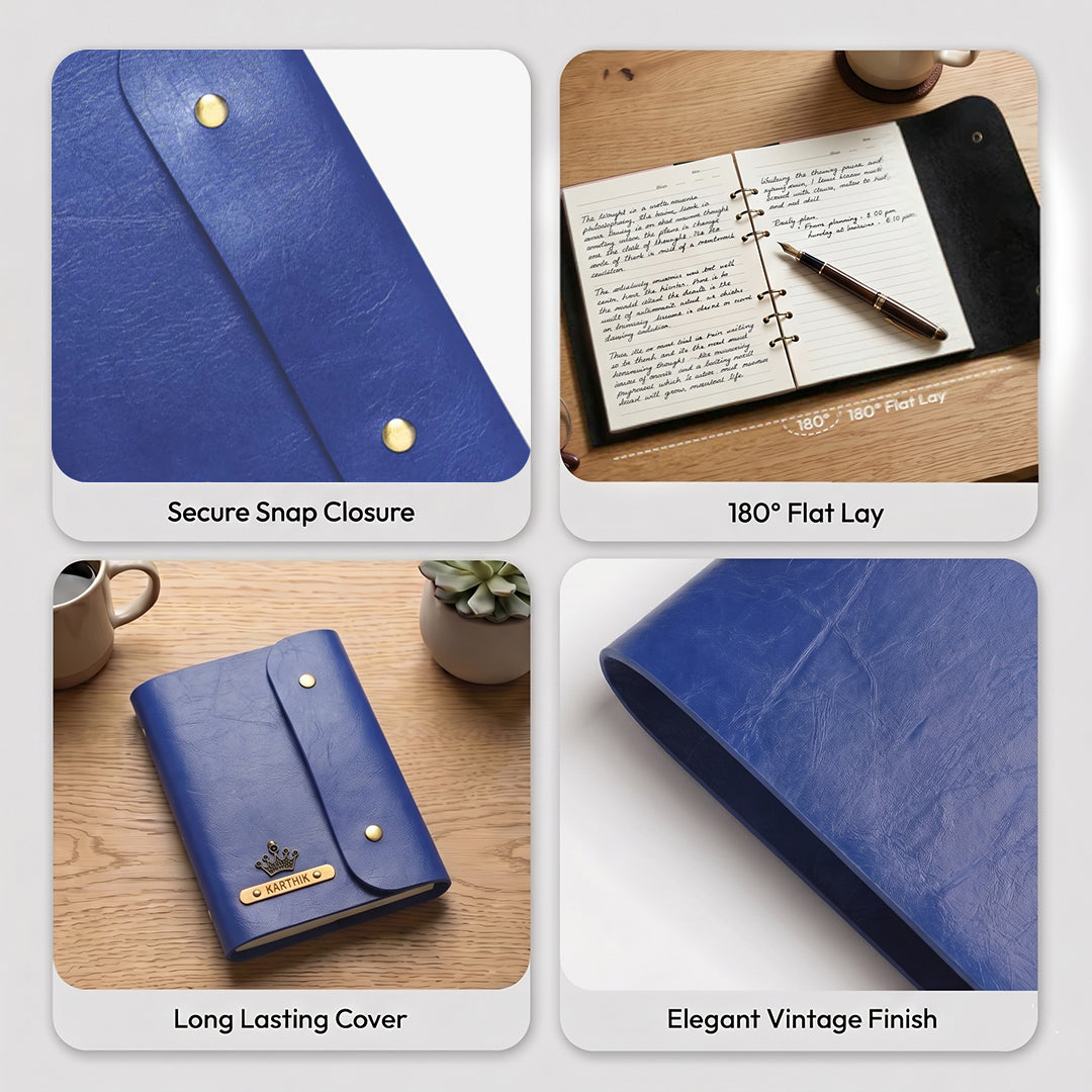 Personalised Button Diary - Blue