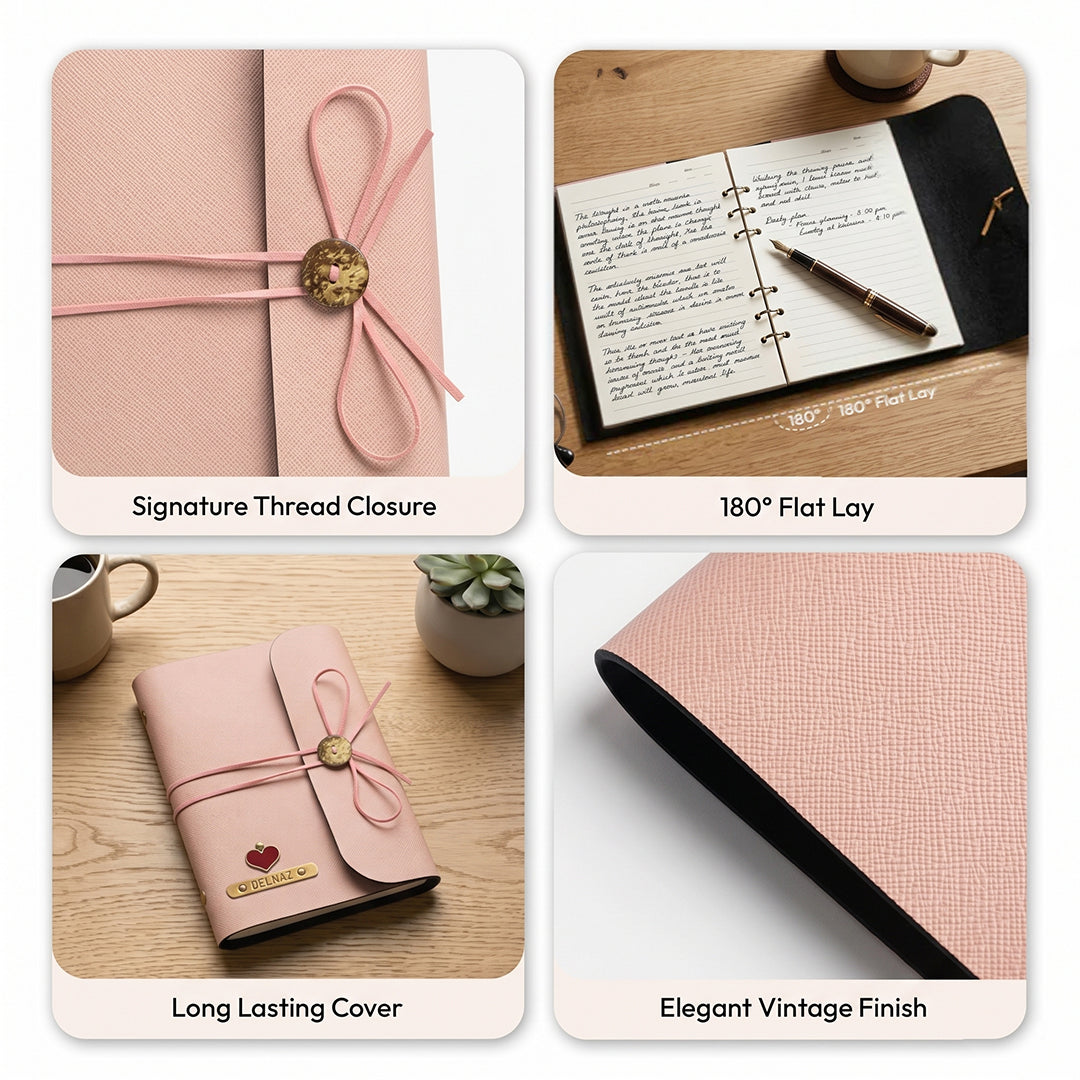 Personalised Thread Diary - Salmon Pink