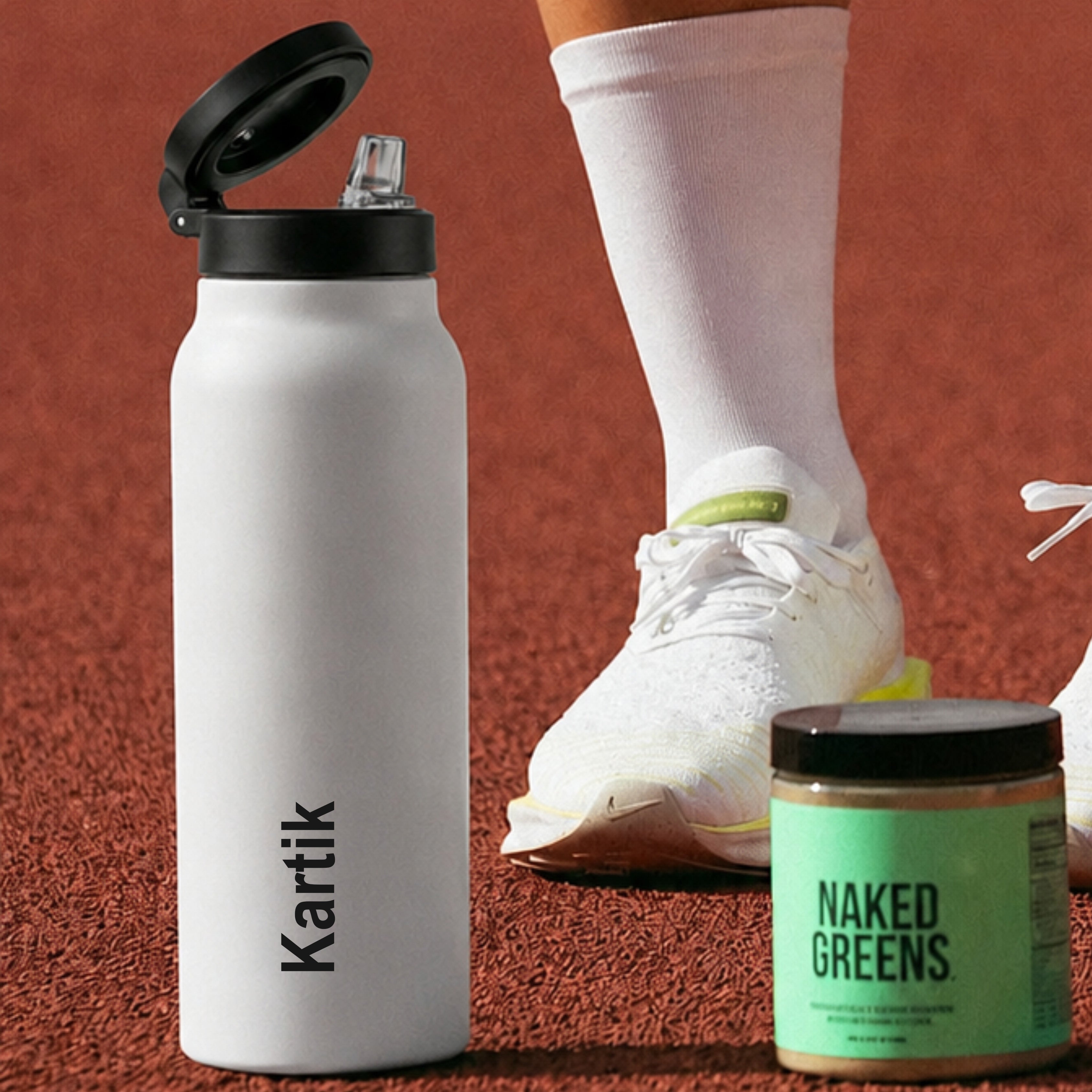 AquaStand - Insulated Water Bottle with Magnetic Phone Mount & Sip Straw Lid - White