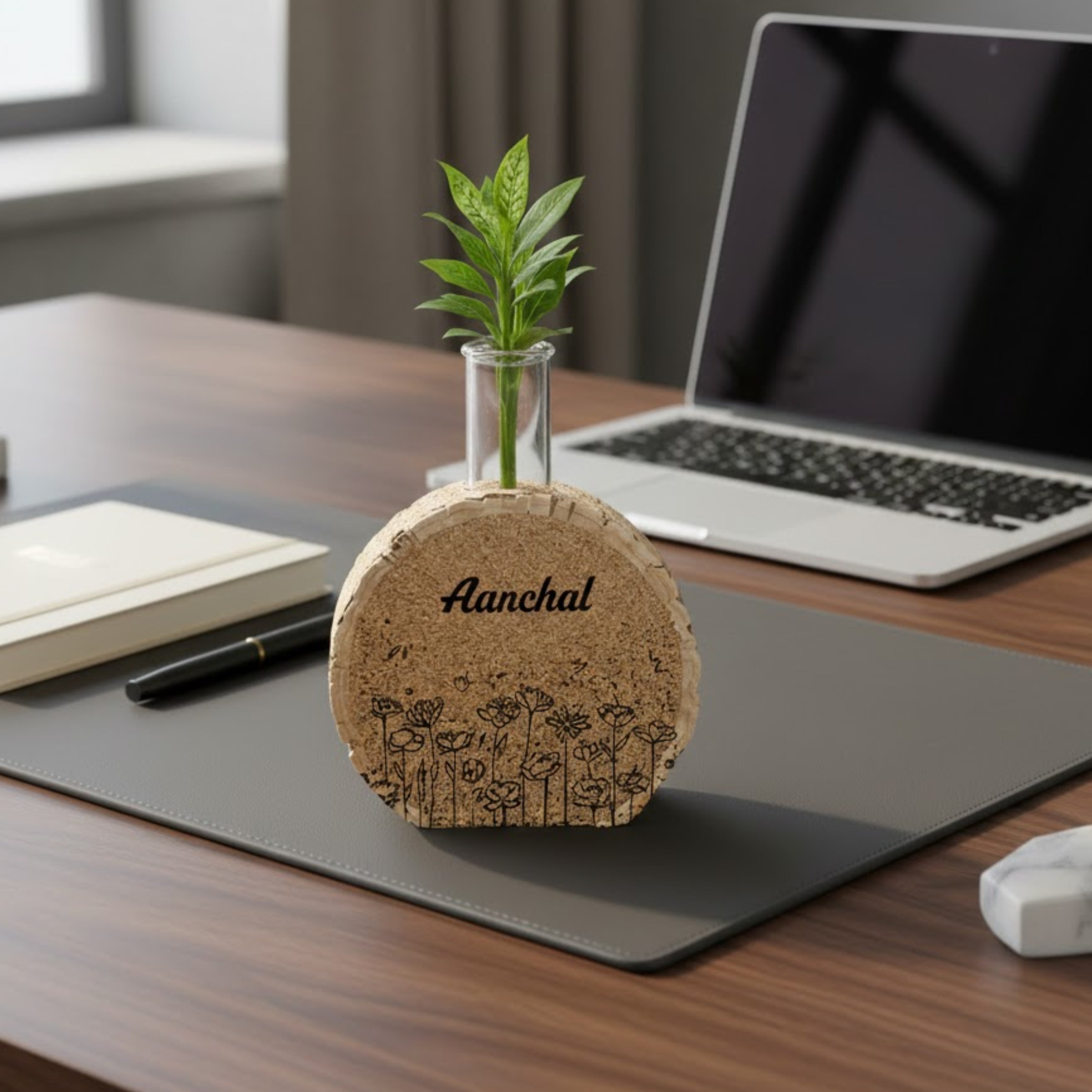 Personalised Cork Desk Planter - Floral
