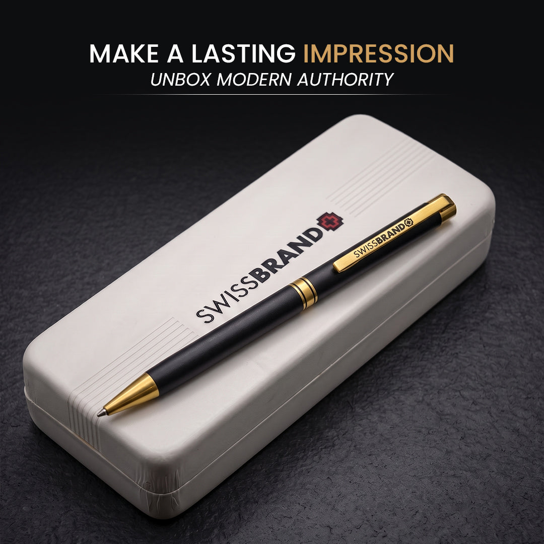 SWISSBRAND Pen- Black Matte with Gold Trim
