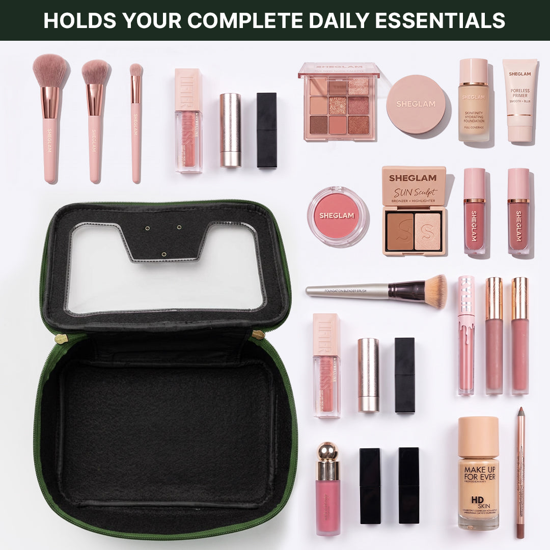 Personalised Zippered Vanity Case - Forest Green