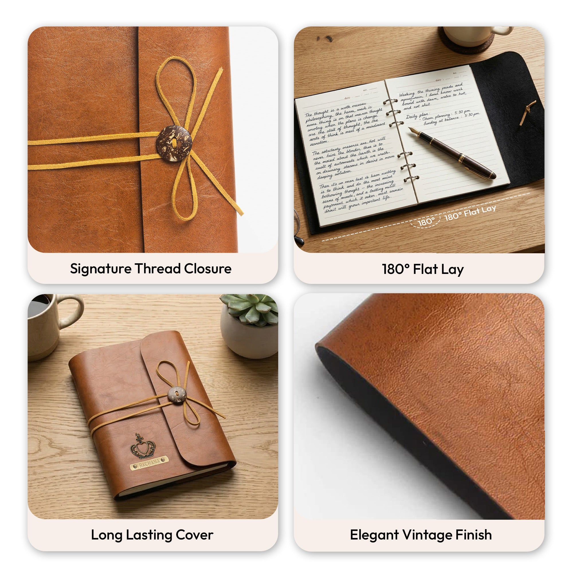 Personalised Thread Diary - Tan