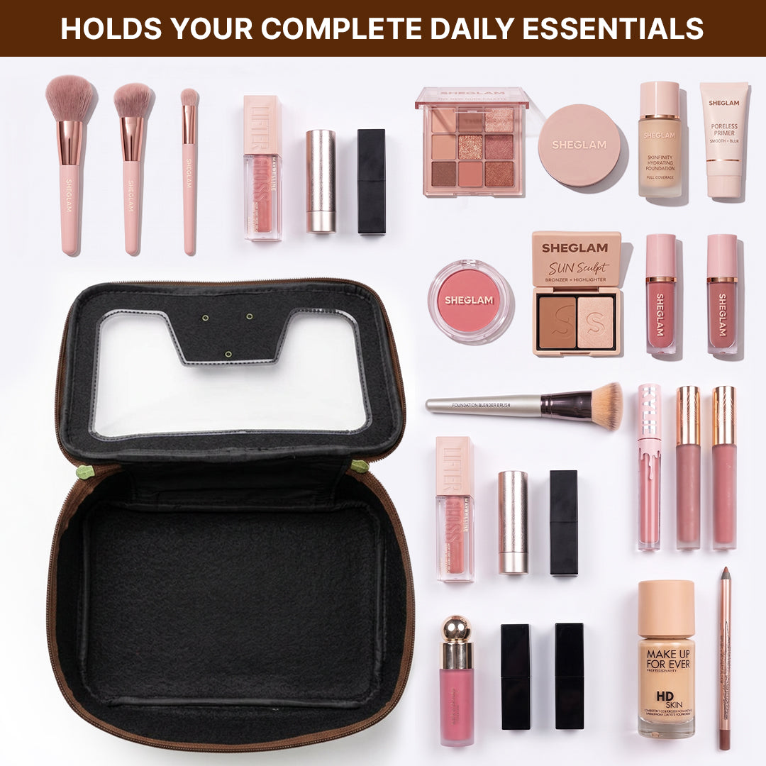 Personalised Zippered Vanity Case - Tan