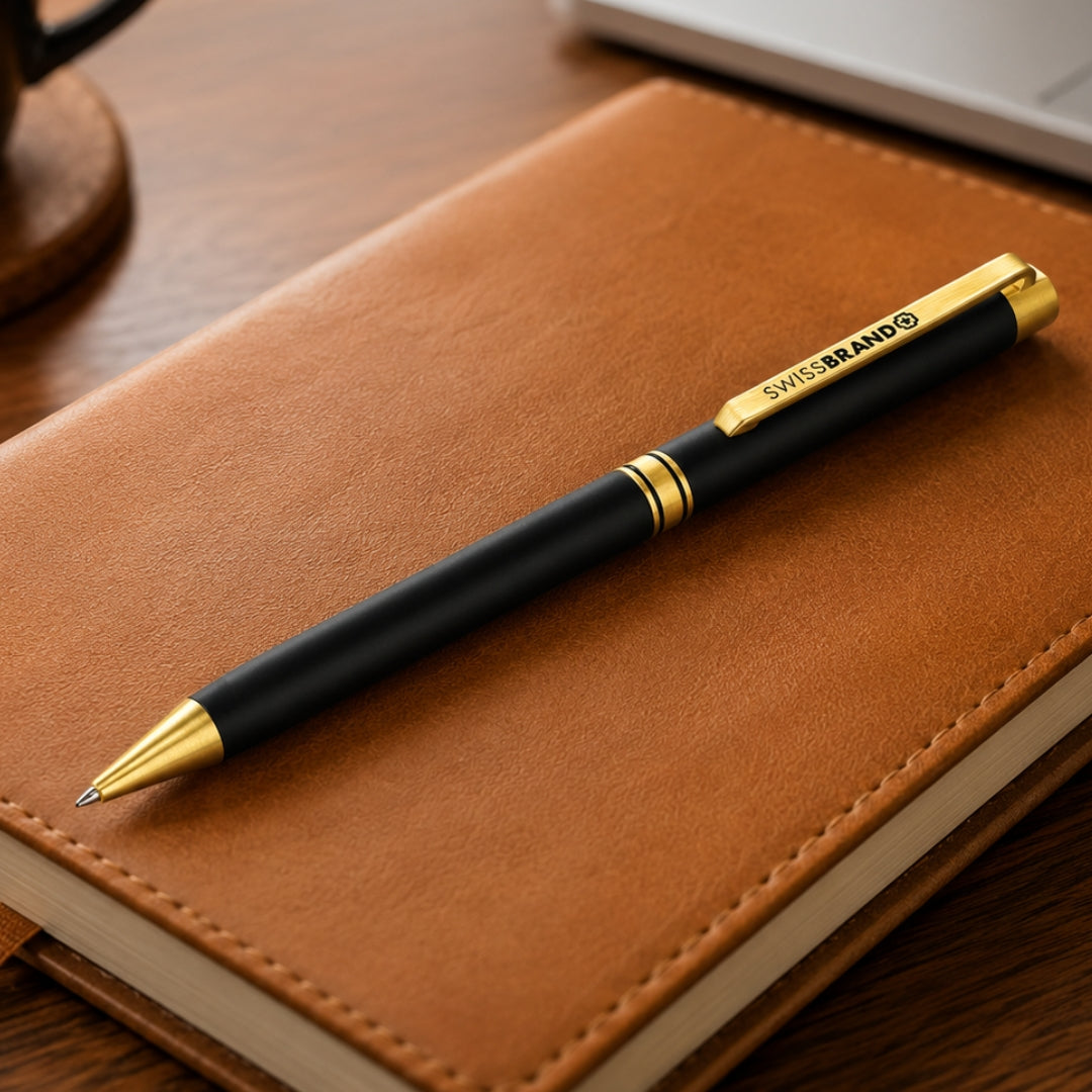SWISSBRAND Pen- Black Matte with Gold Trim