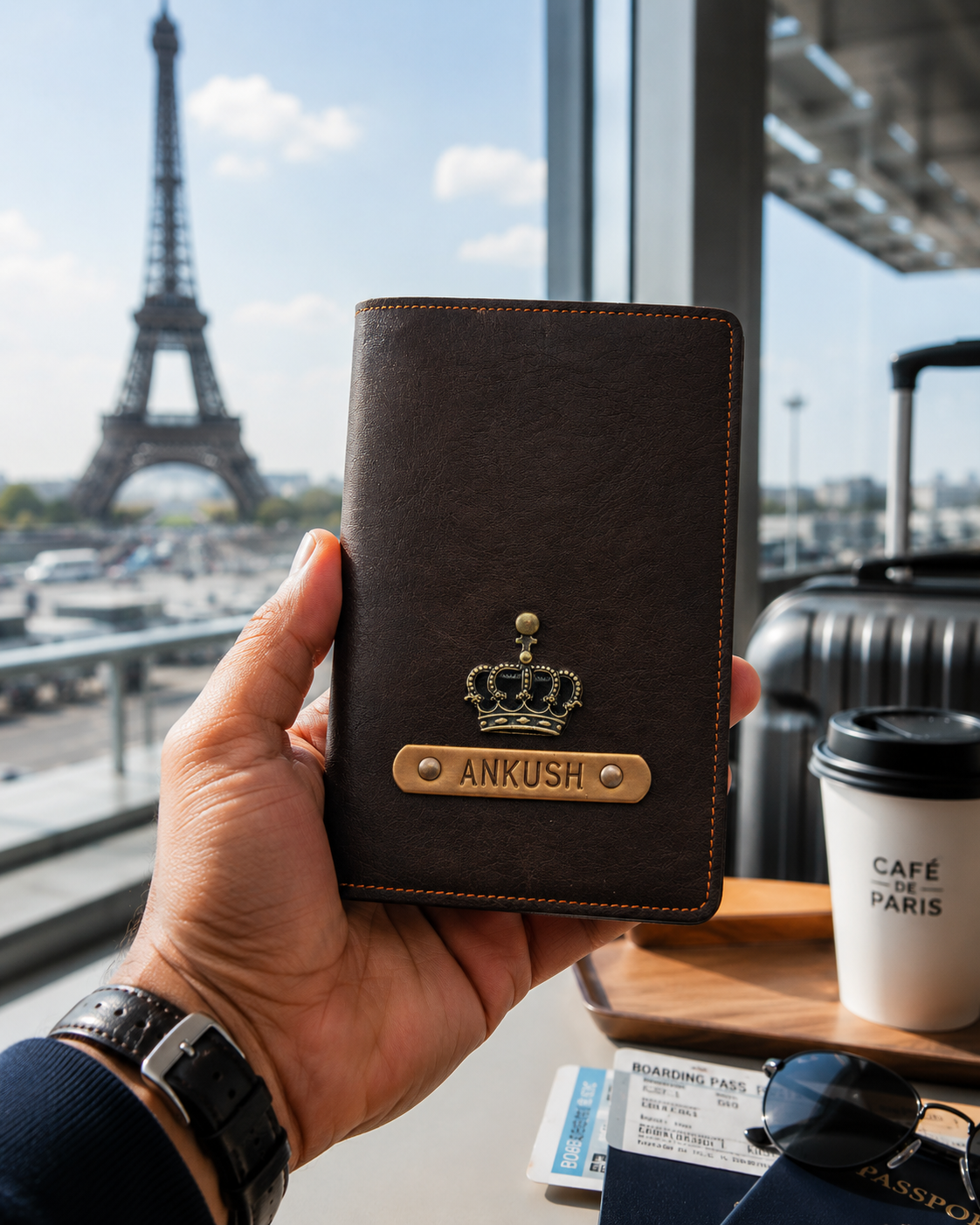 Personalized Passport Cover - Dark Brown