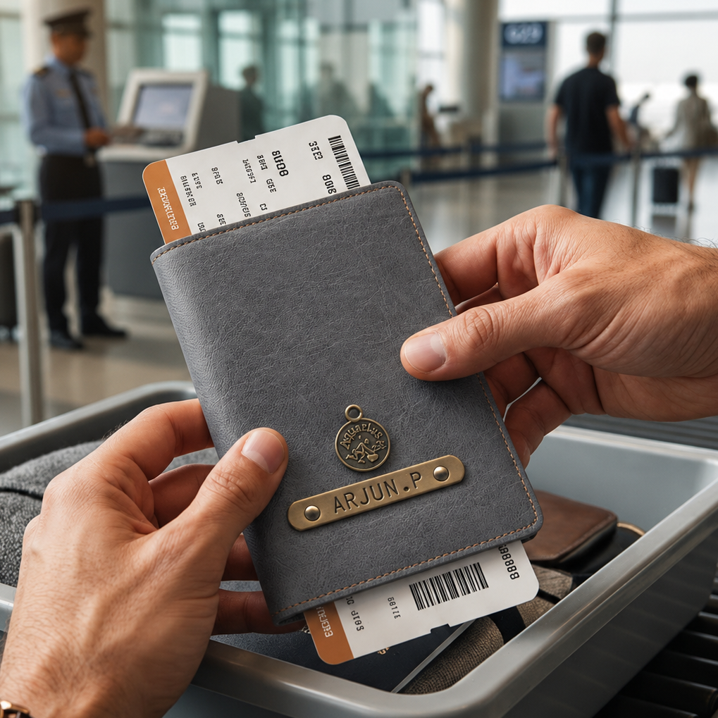 Personalized Passport Cover - Grey