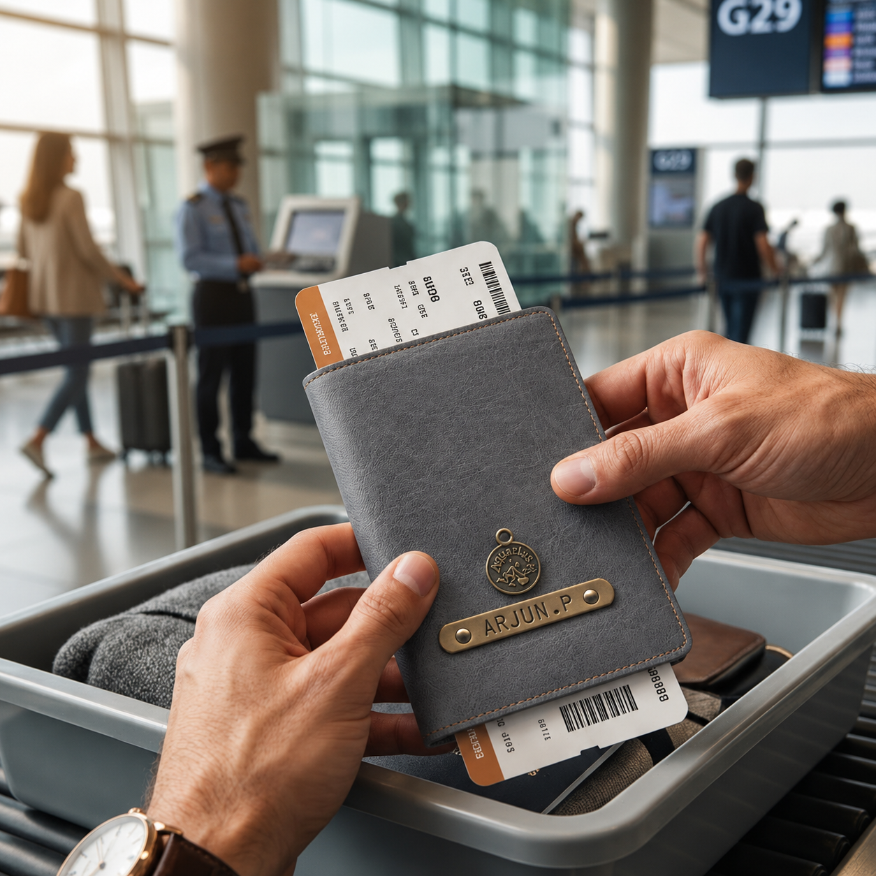 Personalized Passport Cover - Grey