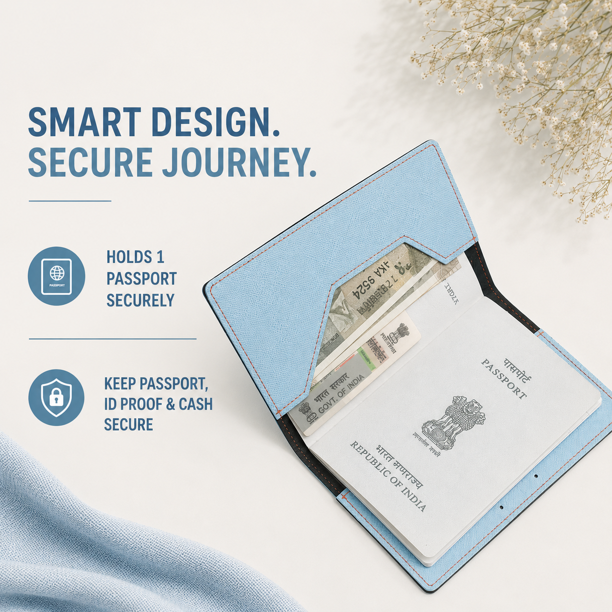 Personalized Passport Cover - Mint Blue