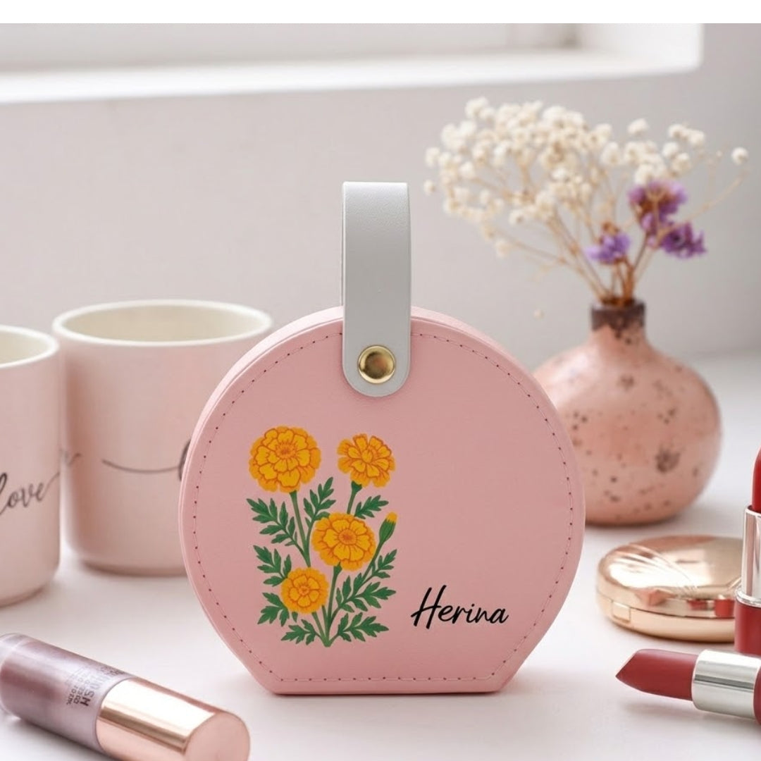 Stella Zip Travel Jewellery Box | Compact & Stylish Organizer- Pink