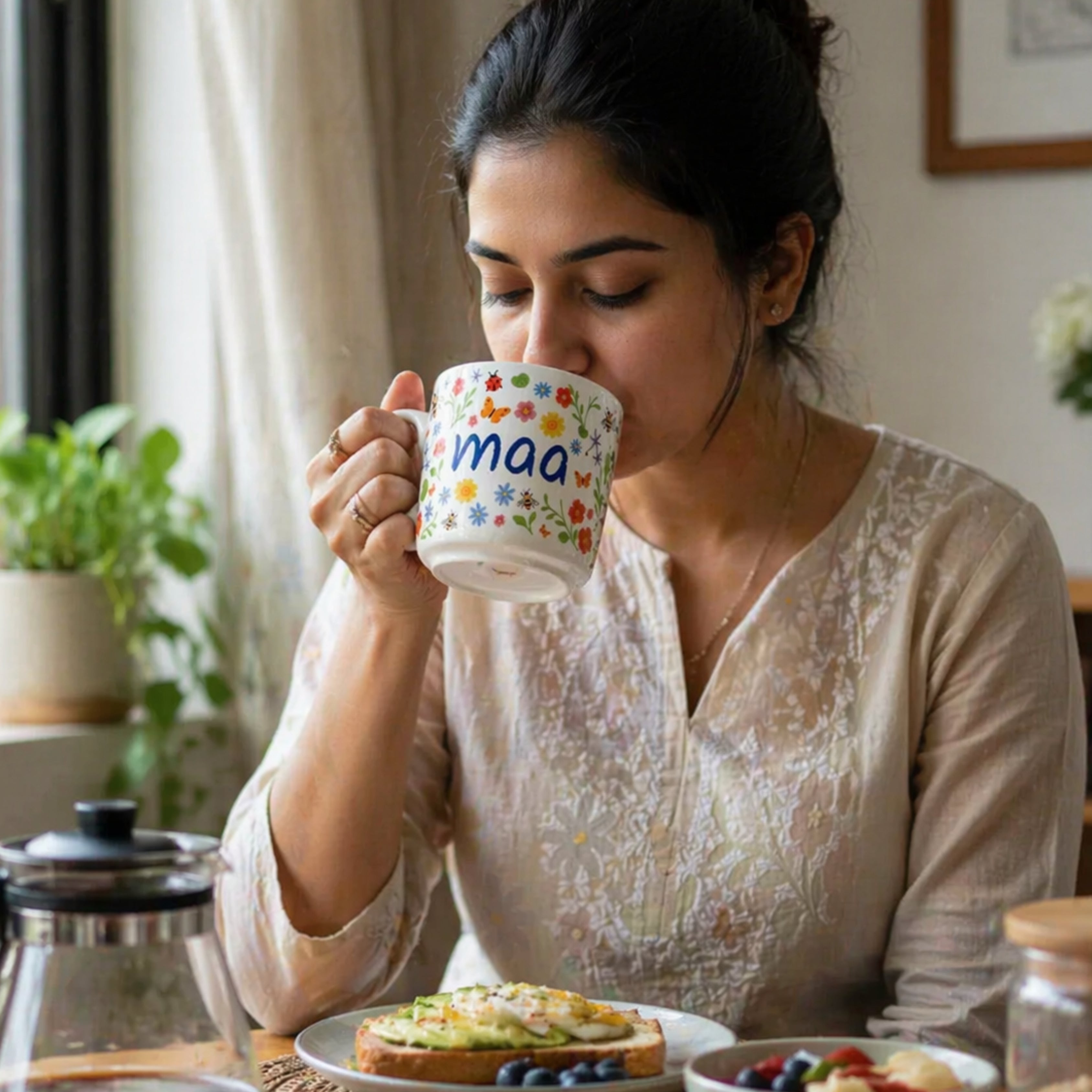 Maa Floral Ceramic Mug – Gift for Mom