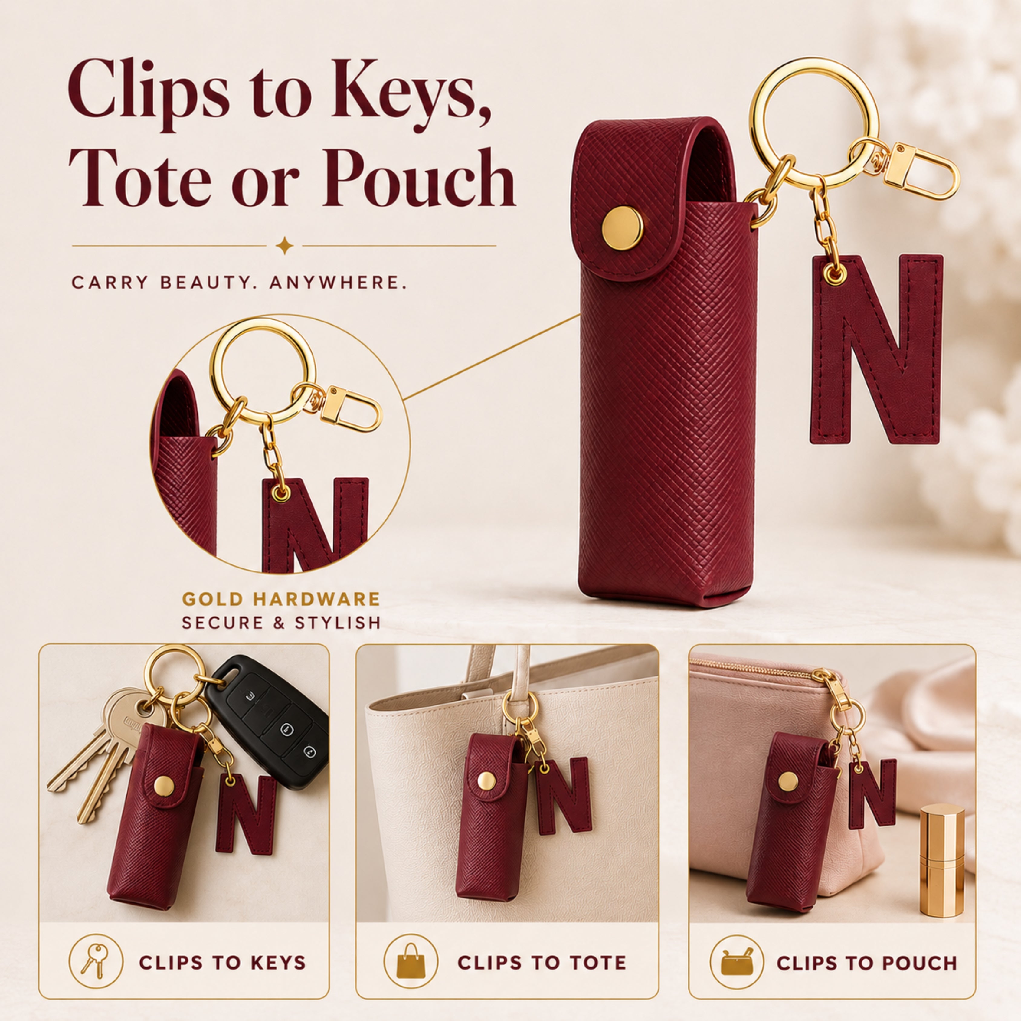 Personalised Lipstick Keychain - Wine