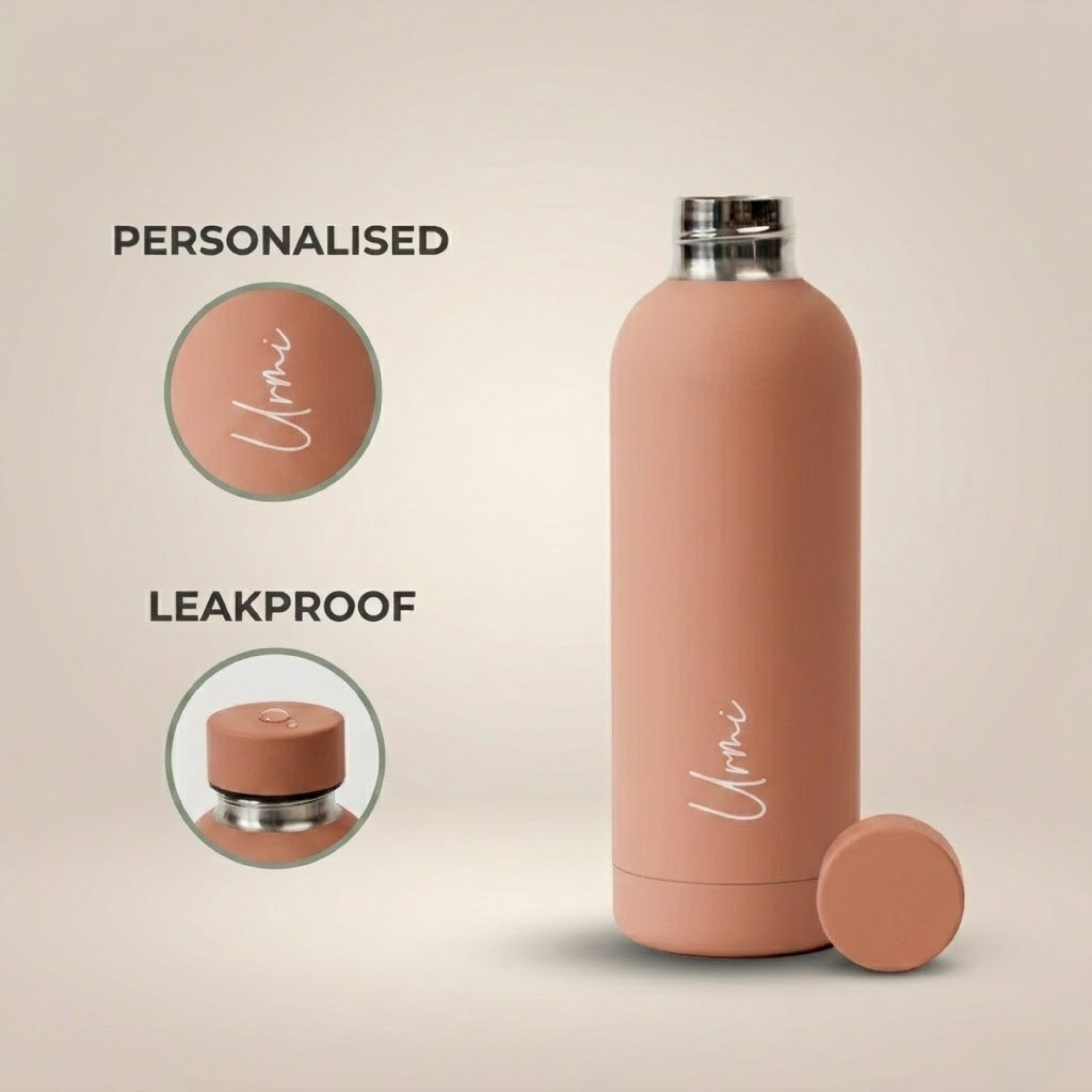 Quench - Personalised Water Bottle - Warm Peach