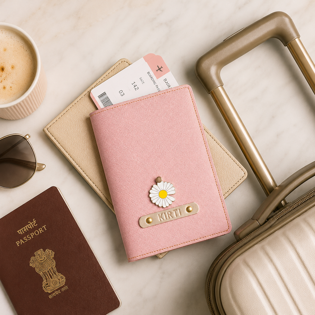 Personalized Passport Cover - Salmon Pink