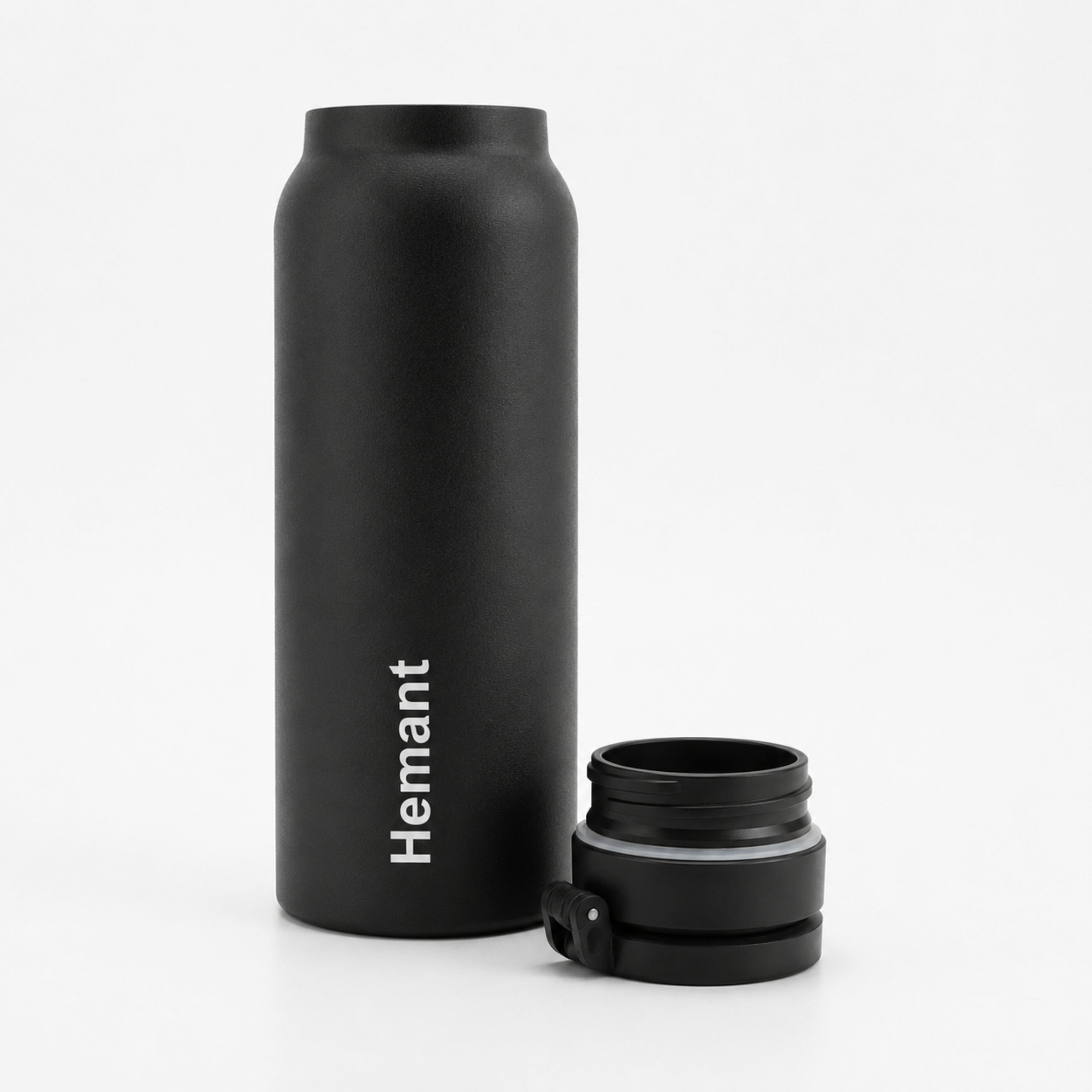 AquaStand - Magnetic Phone Mount Insulated Water Bottle with Sip Straw Lid - Black
