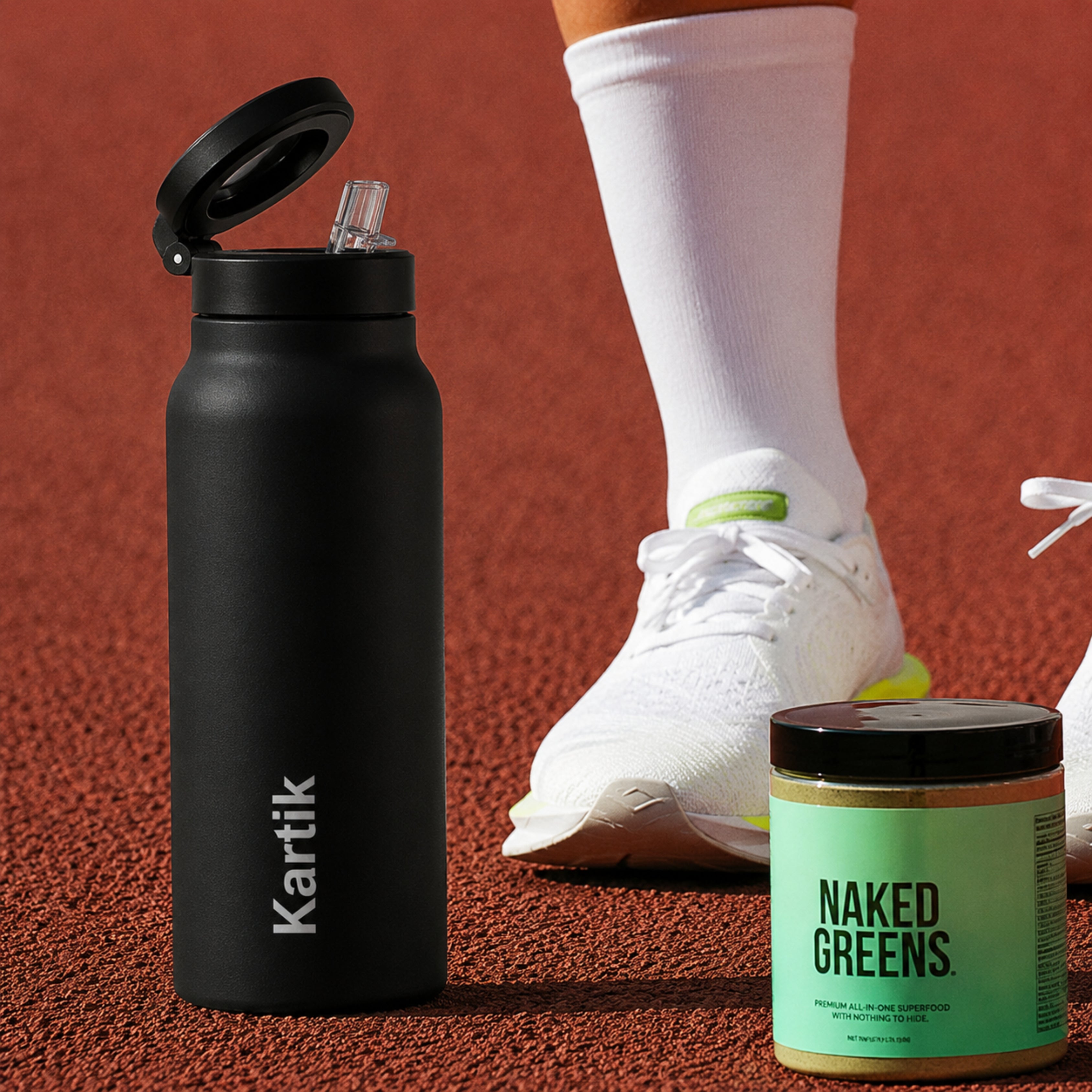 AquaStand - Magnetic Phone Mount Insulated Water Bottle with Sip Straw Lid - Black