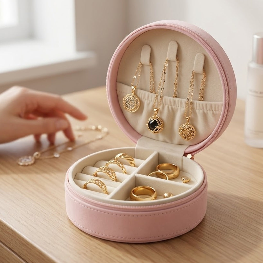 Stella Travel Jewellery Box | Compact & Stylish Organizer- Pink