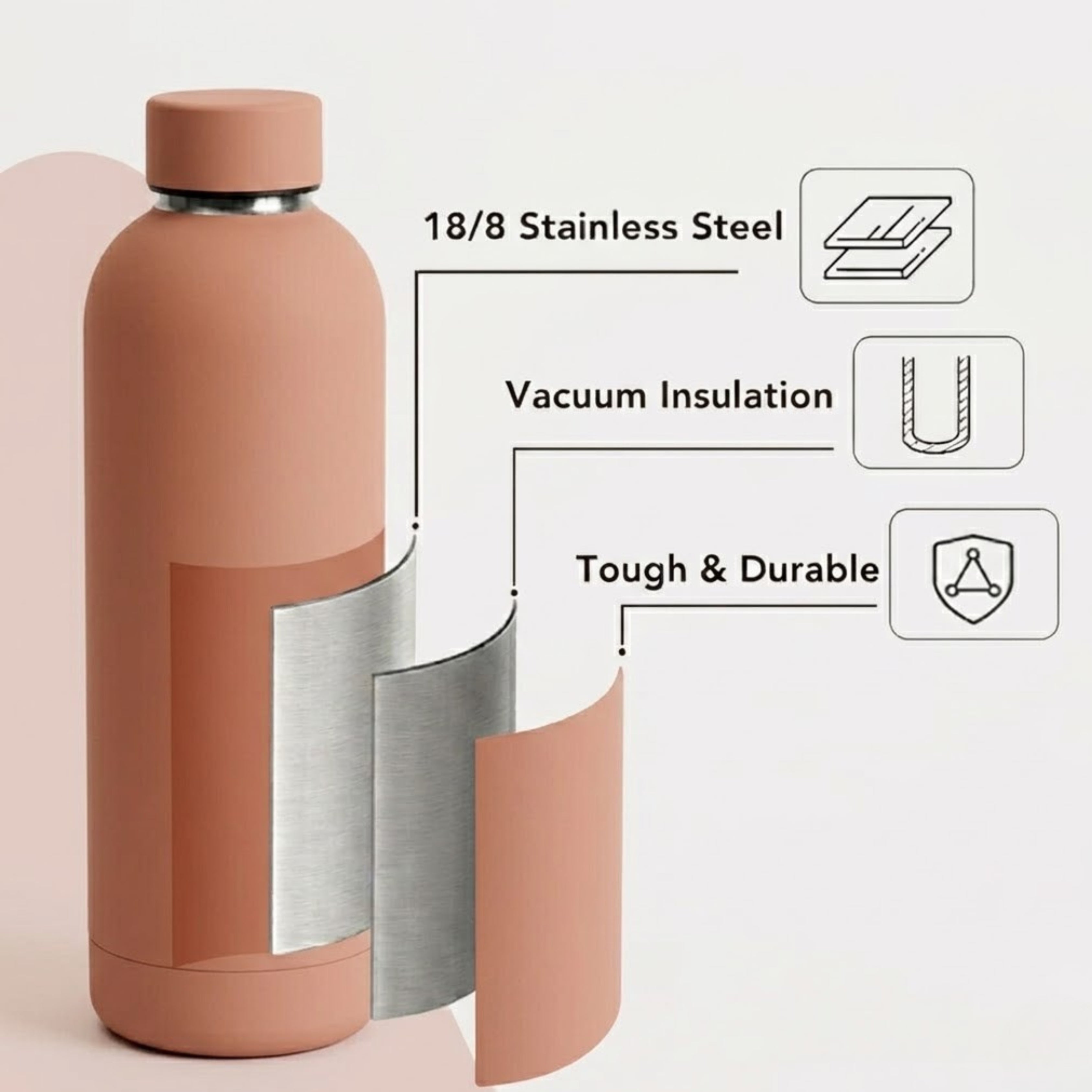 Quench - Personalised Water Bottle - Warm Peach