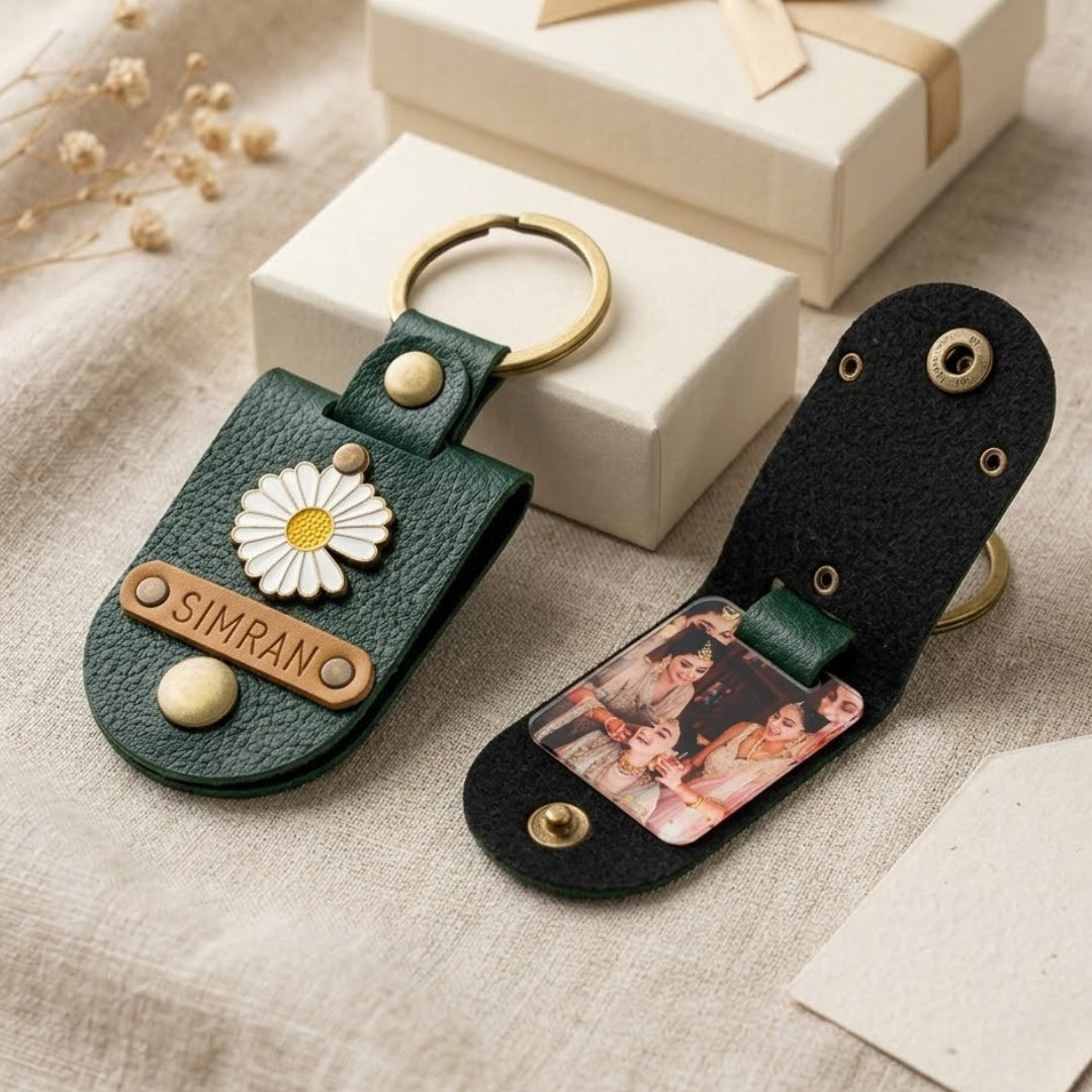 Personalised Photo Keychain - Forest Green