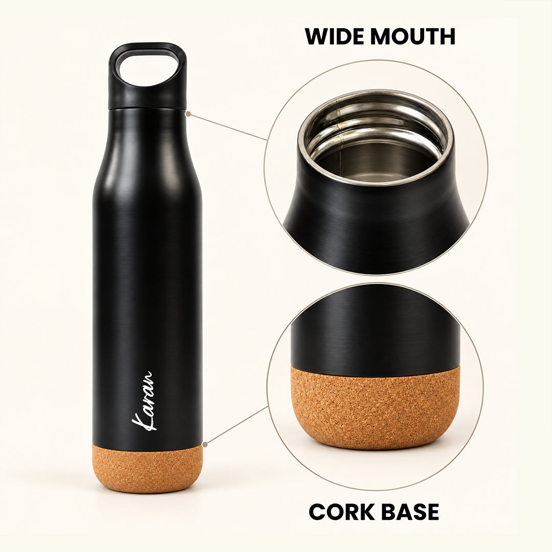 Kairo Cork Bottle with Handle – Black
