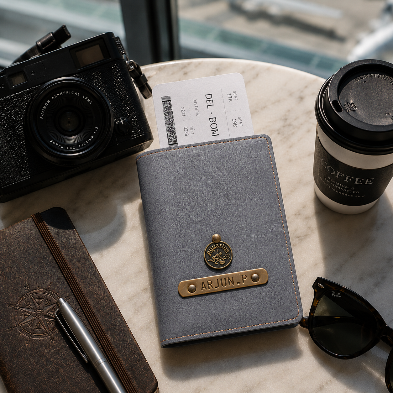 Personalized Passport Cover - Grey
