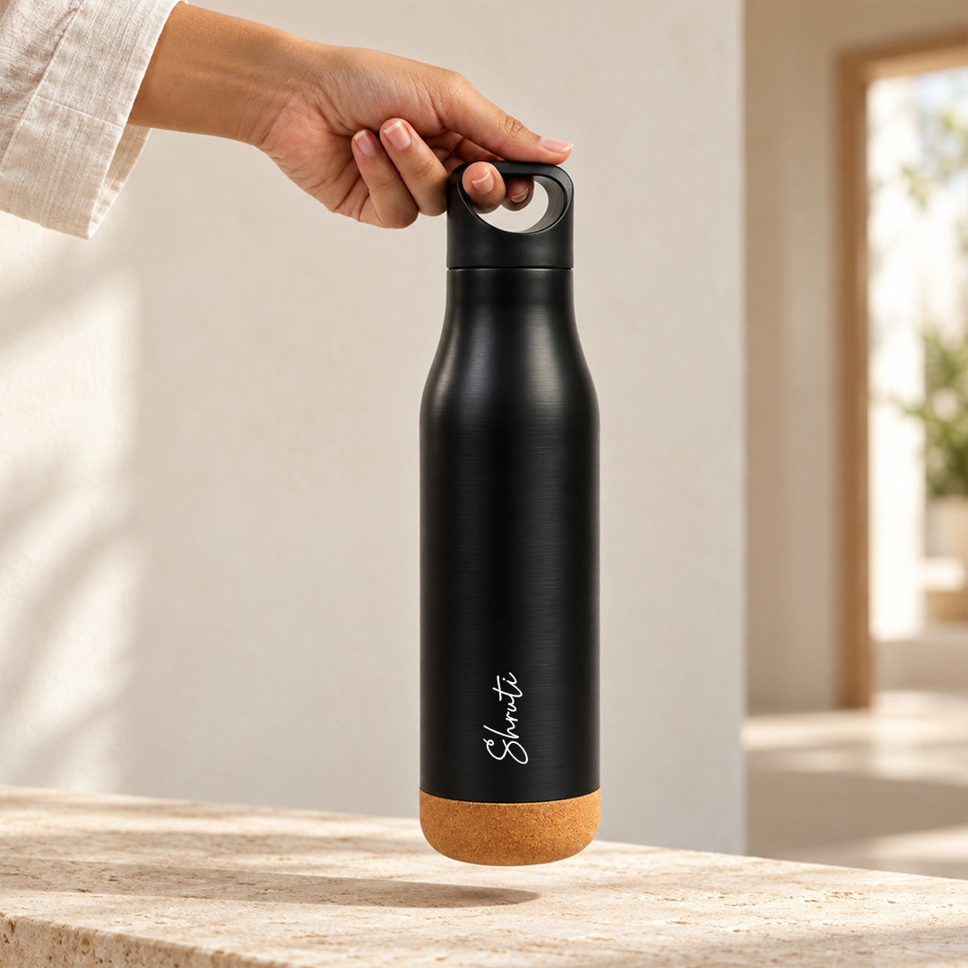 Kairo Cork Bottle with Handle – Black