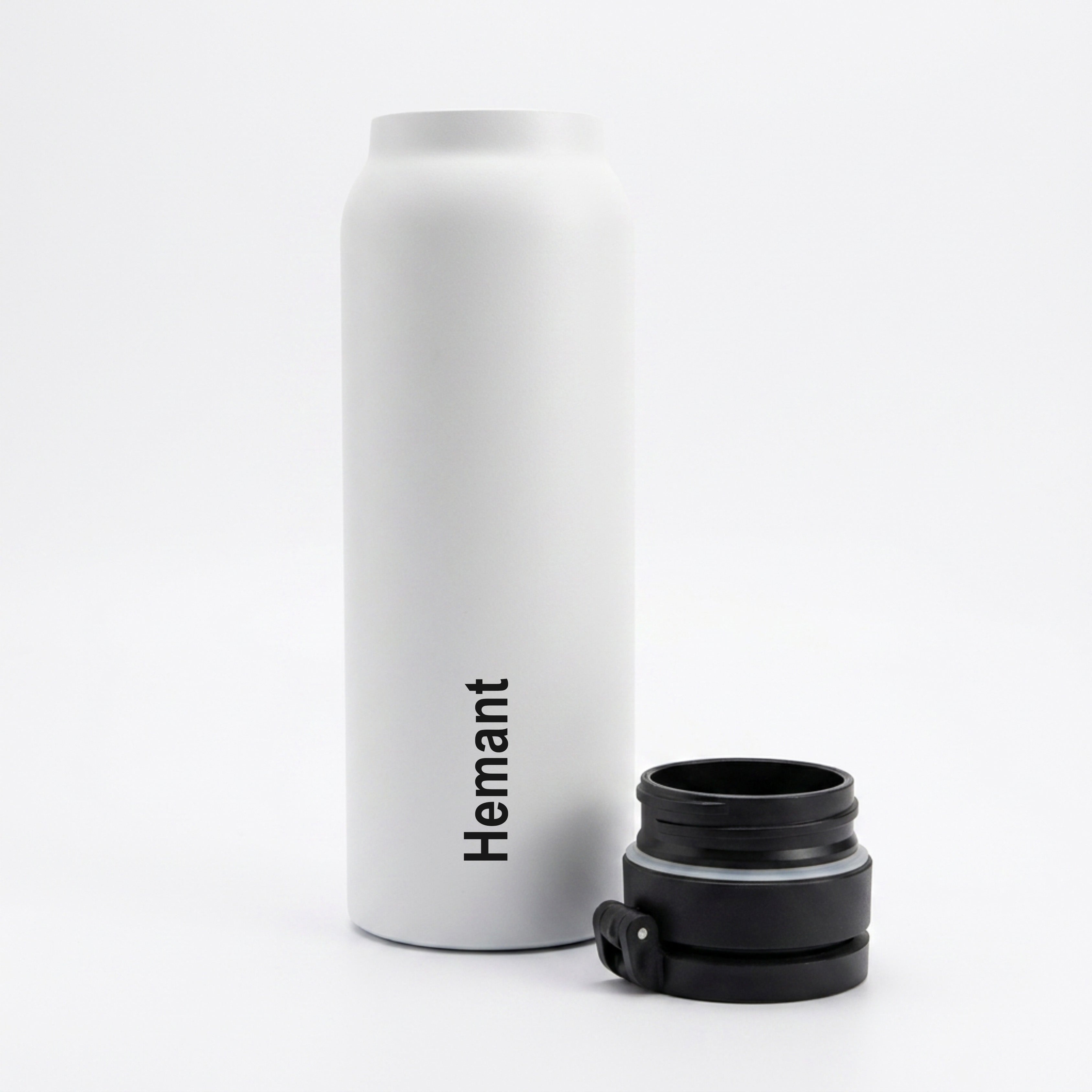 AquaStand - Insulated Water Bottle with Magnetic Phone Mount & Sip Straw Lid - White