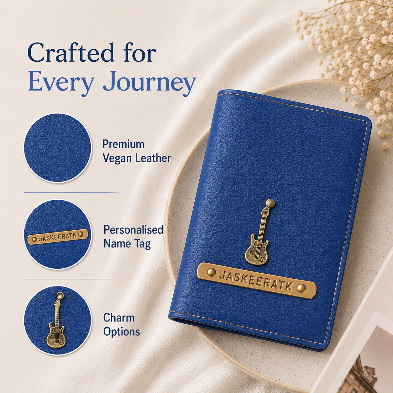 Personalized Passport Cover - Dark Blue