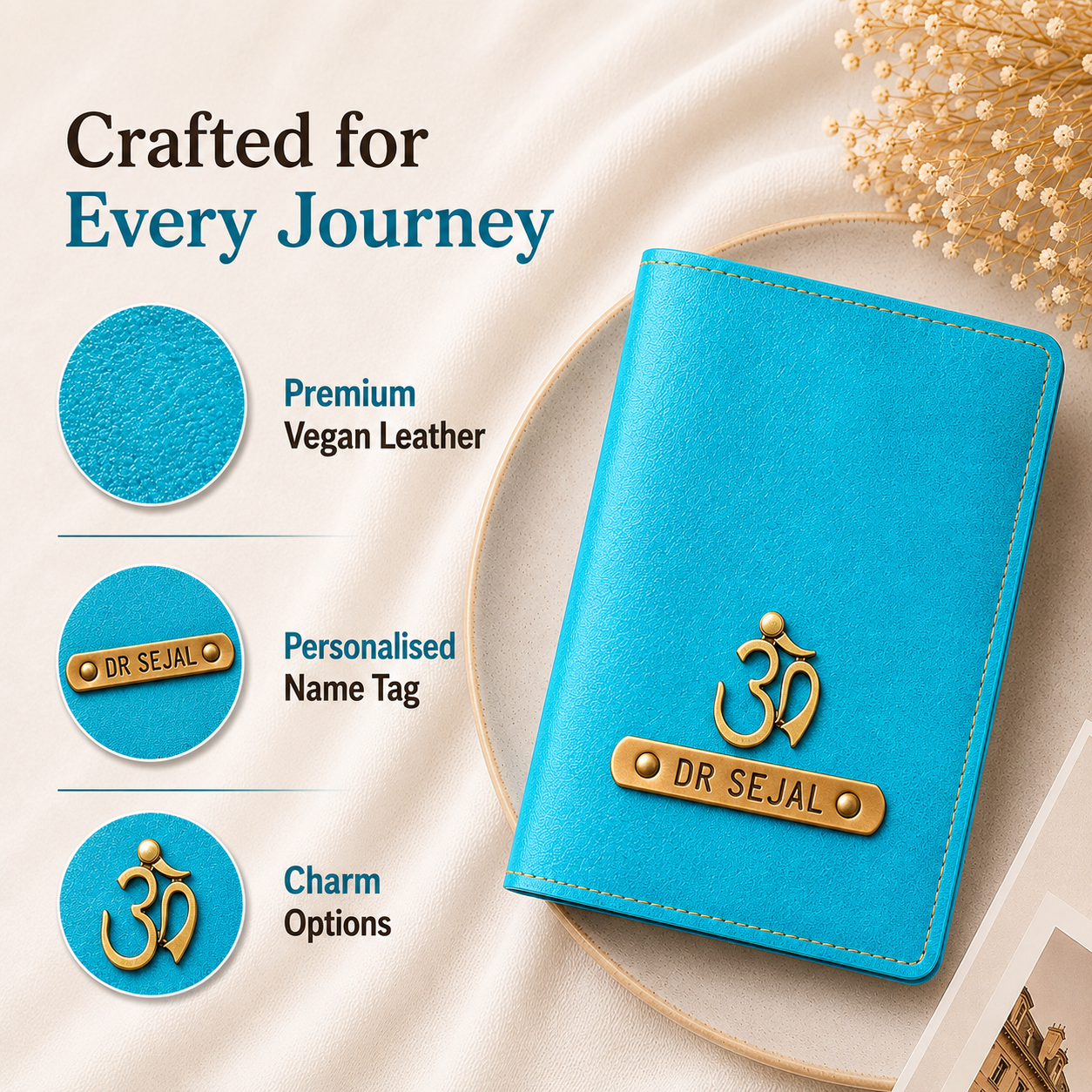Personalized Passport Cover - Light Blue