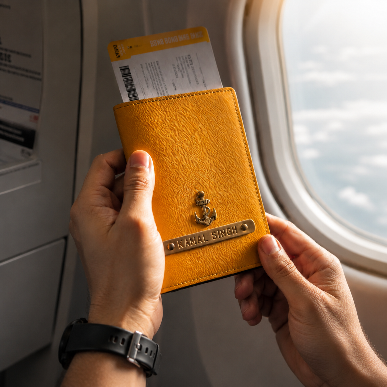 Personalized Passport Cover - Mustard