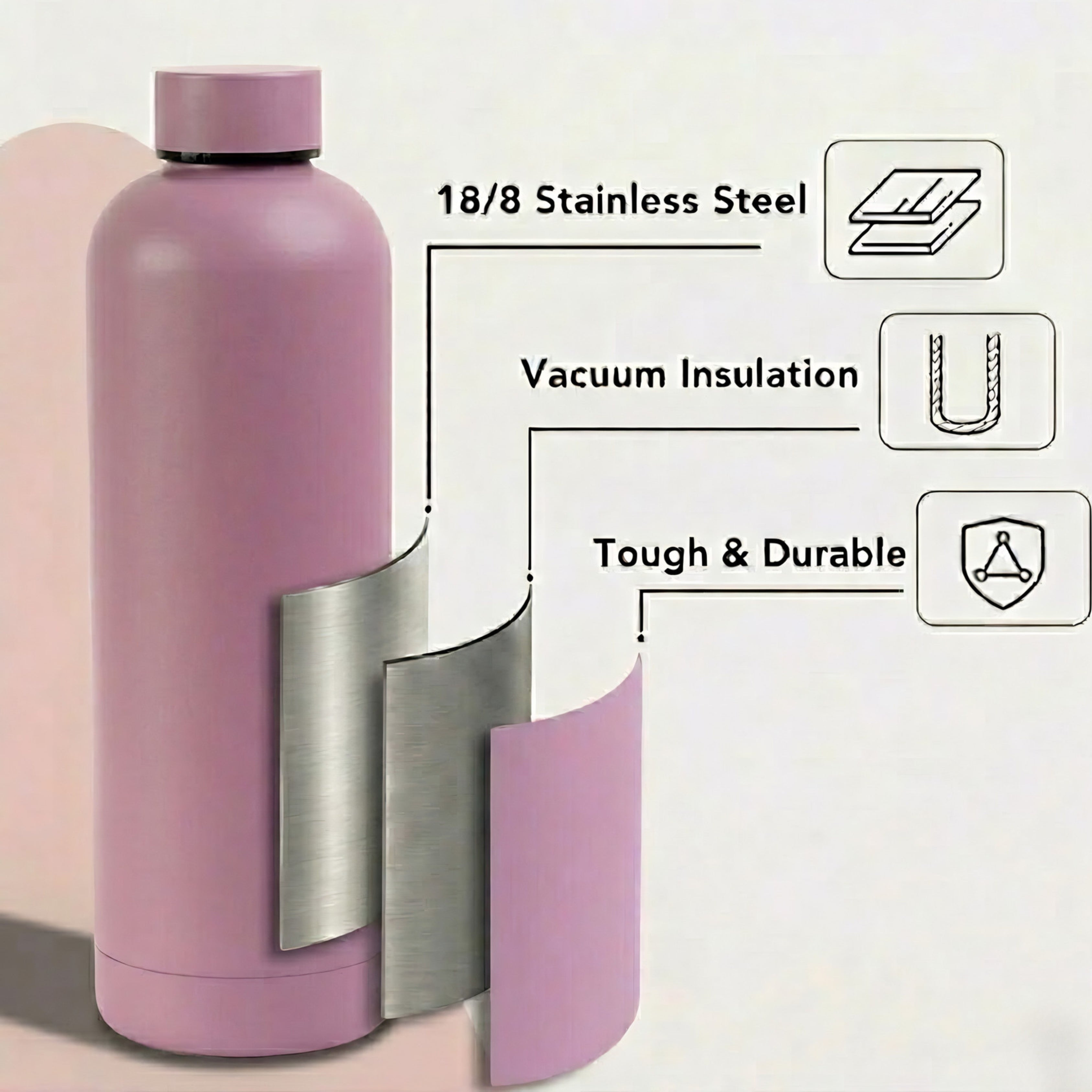 Quench - Personalised Water Bottle - Misty Rose