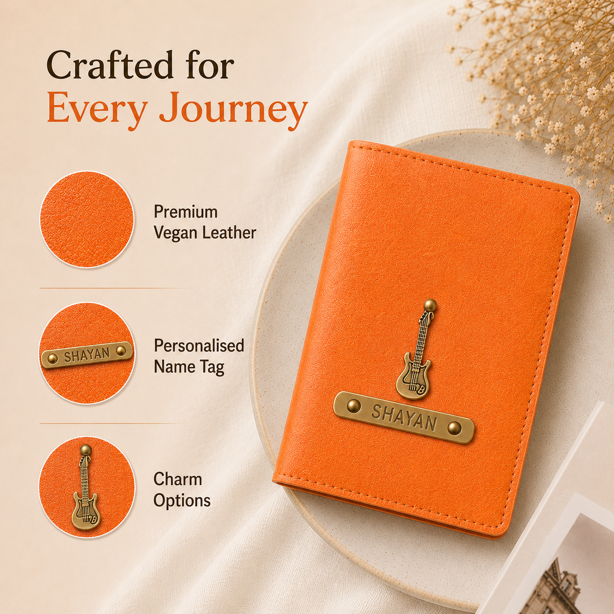 Personalized Passport Cover - Orange