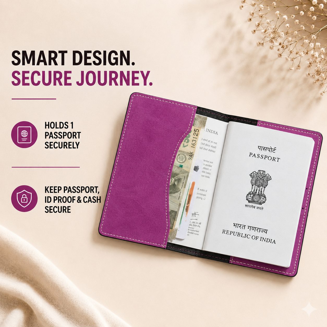 Personalized Passport Cover - Magenta