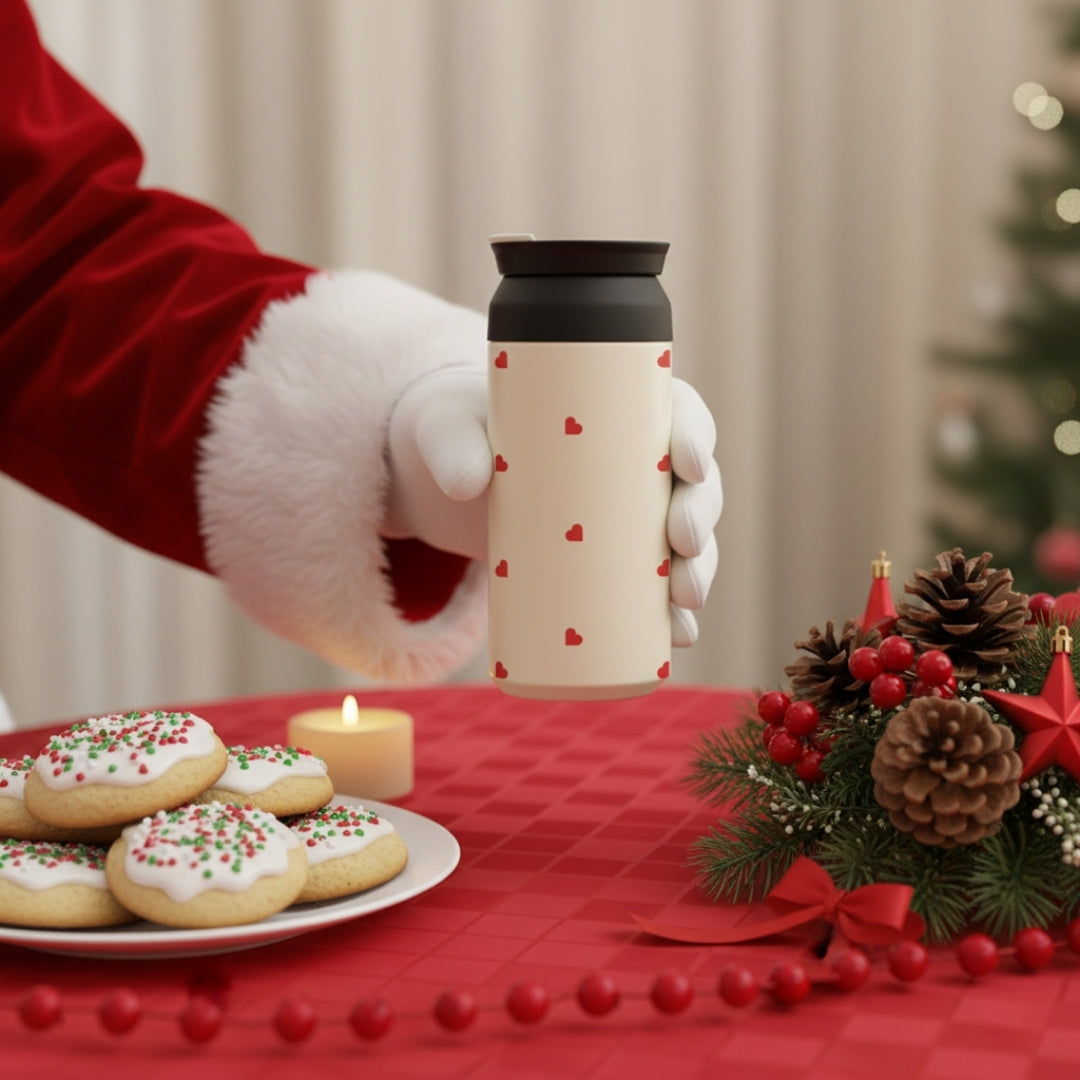Insulated Coffee Tumbler- All Hearts (Ivory)