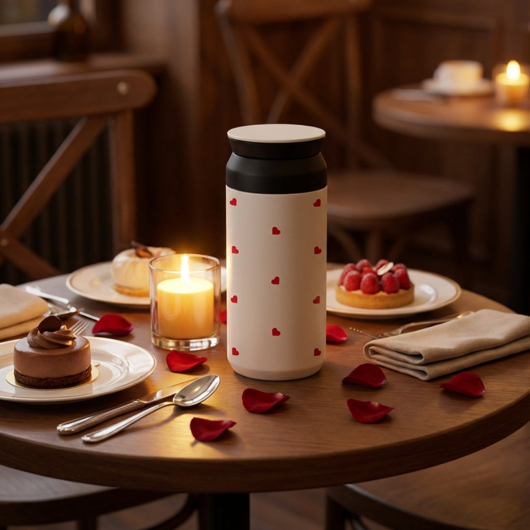 Insulated Coffee Tumbler- All Hearts (Ivory)