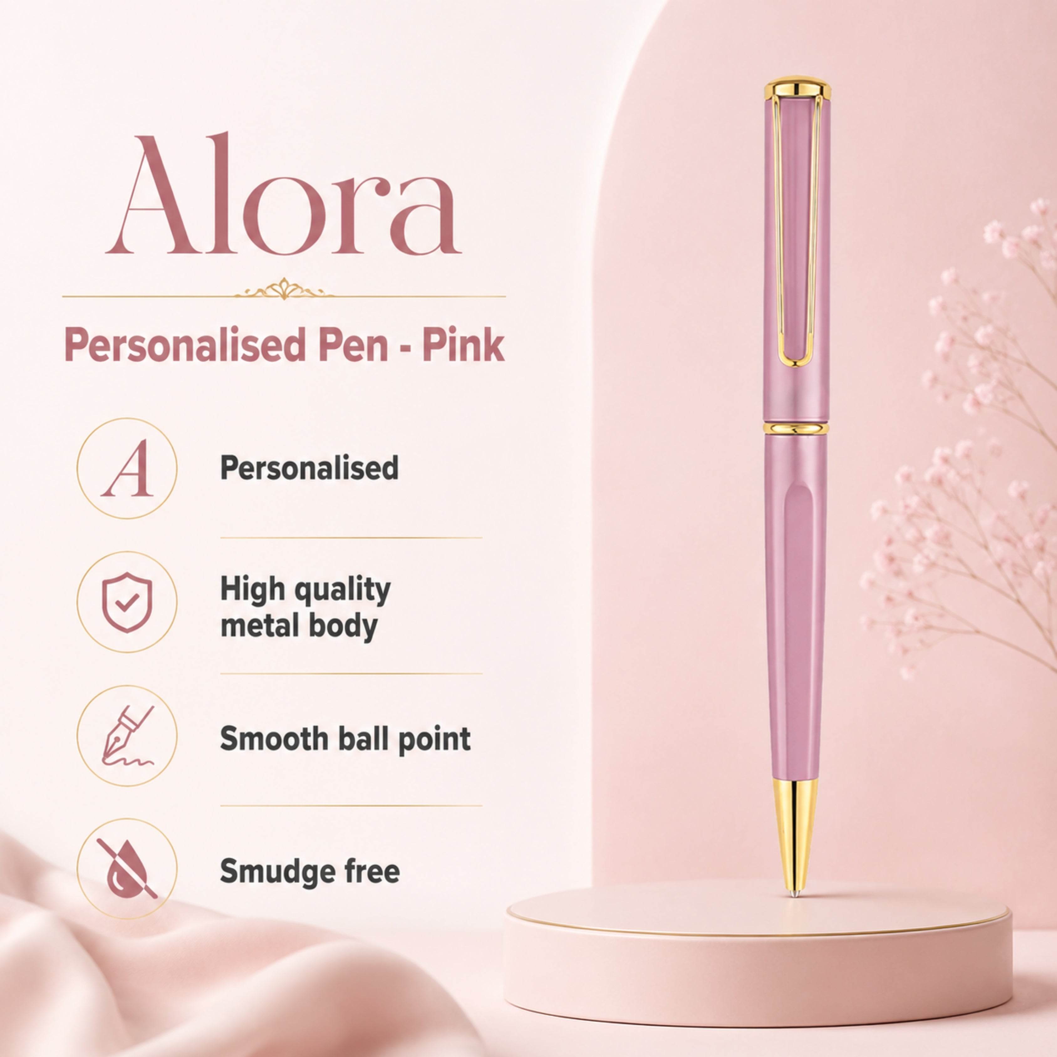 Alora Personalised Pen - Pink