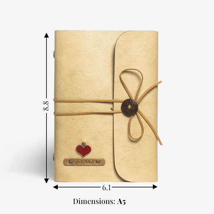 Personalised Button Diary - Beige