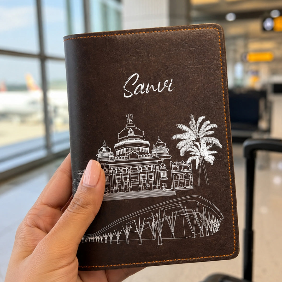 Personalized Passport Cover - Postcards from India - Bengaluru