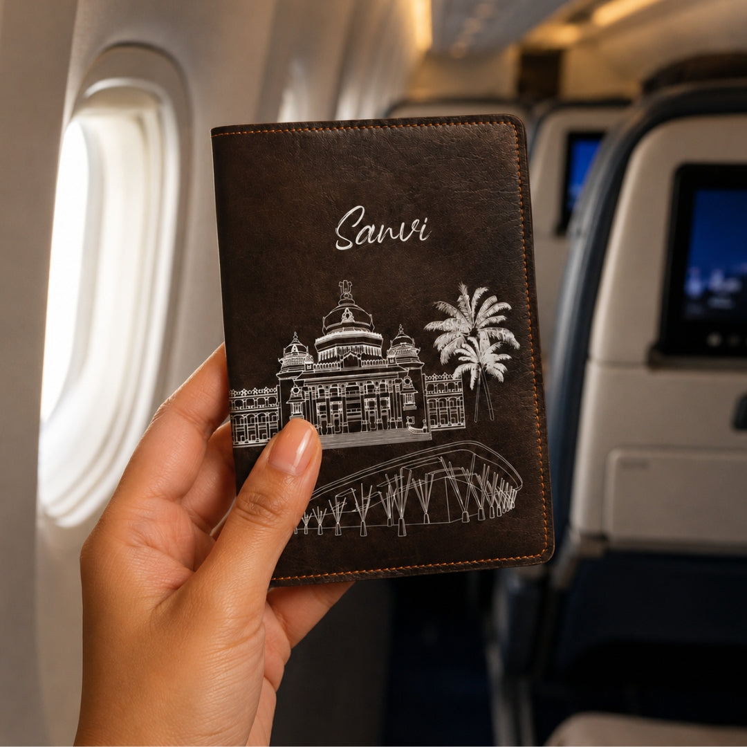 Personalized Passport Cover - Postcards from India - Bengaluru