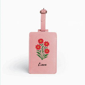 Personalised Leather Large Luggage/Baggage Tag - Salmon Pink