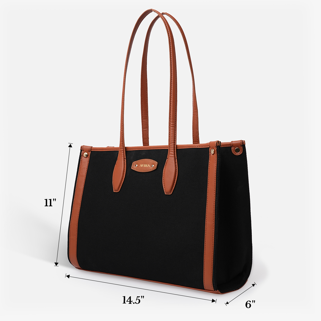 Personalised Everyday Work Tote - Black & Tan