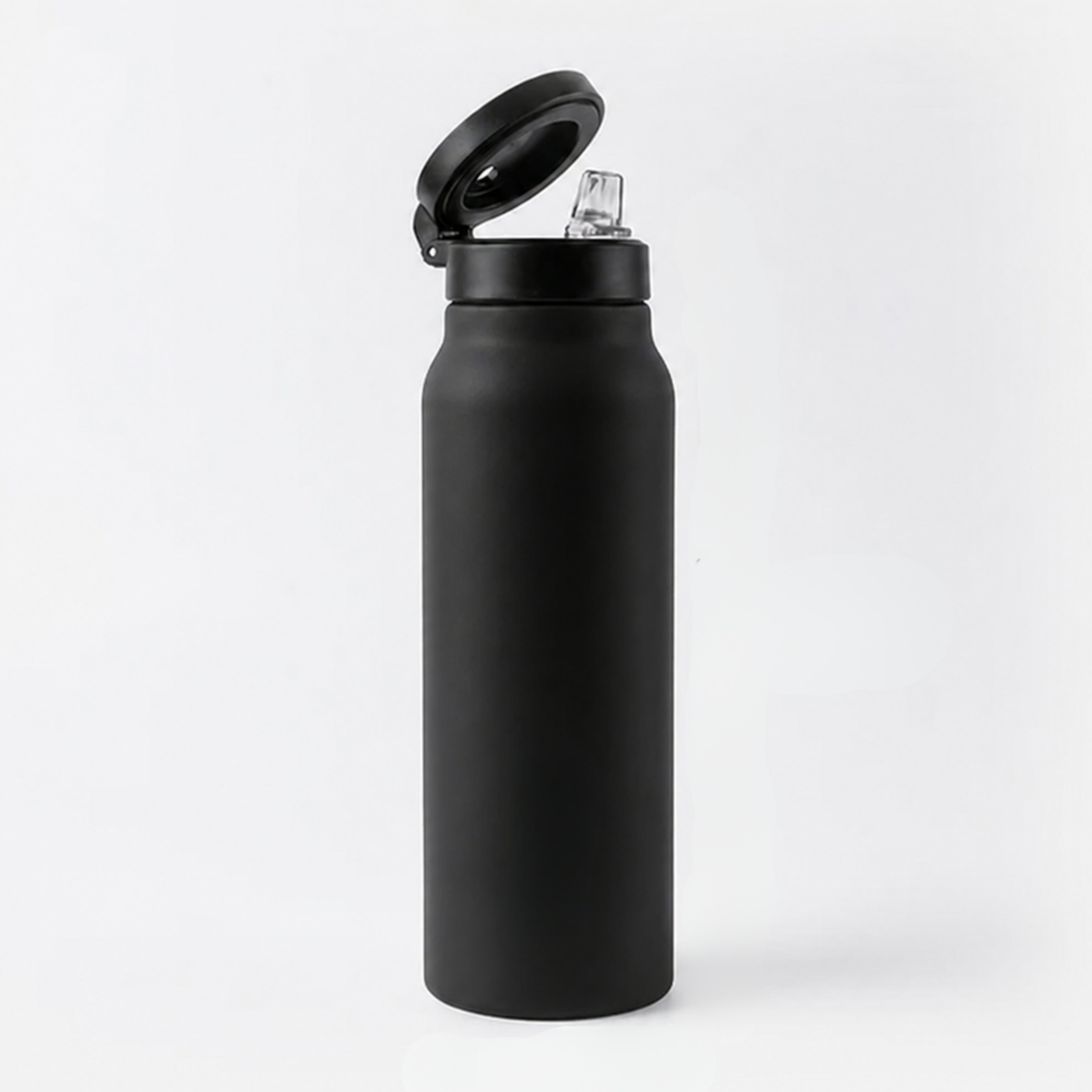 AquaStand - Magnetic Phone Mount Insulated Water Bottle with Sip Straw Lid - Black