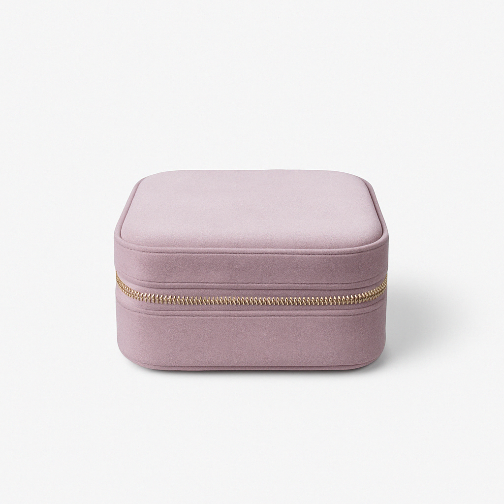 Velvet Travel Jewellery Box | Compact & Stylish Organizer - Powder Pink